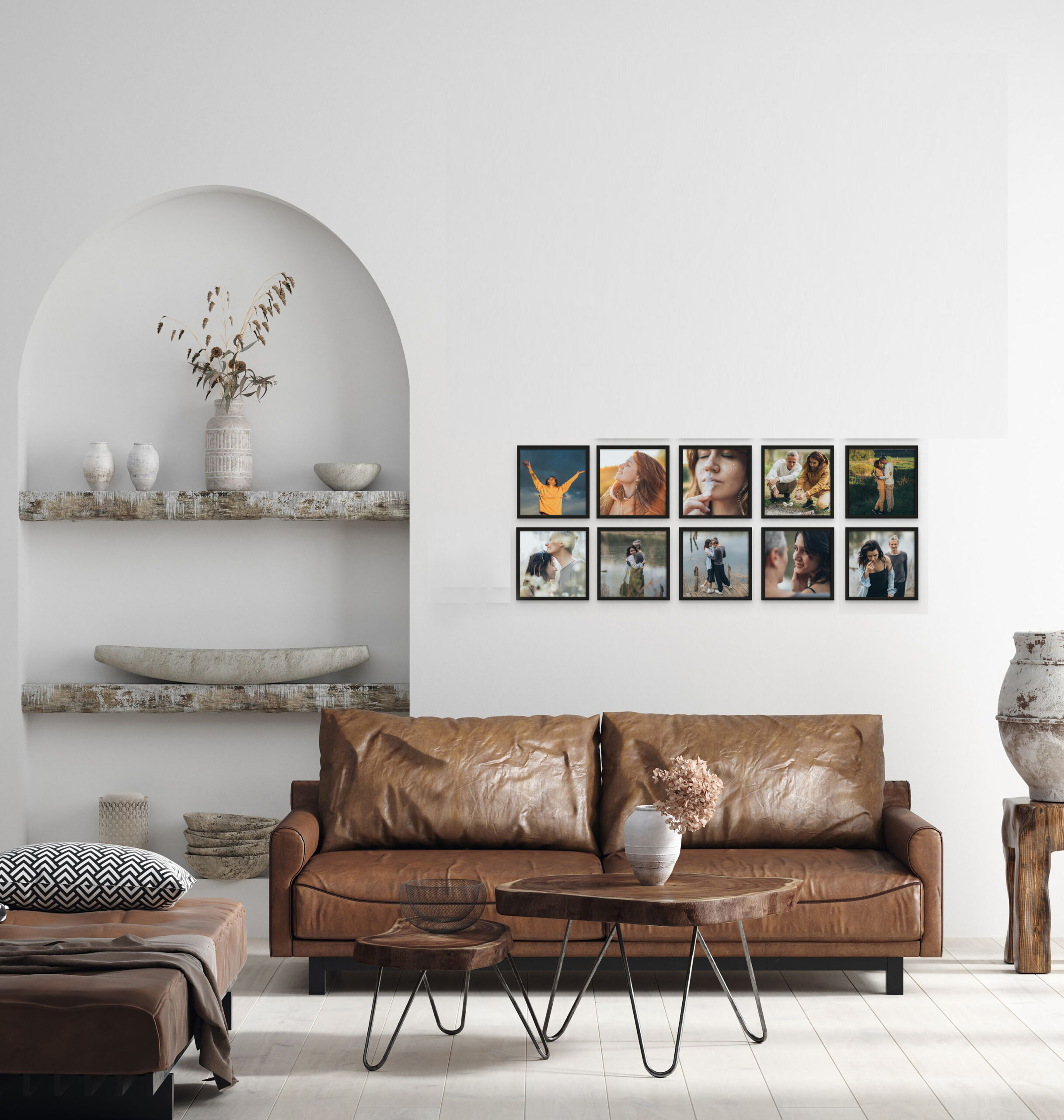 10 Photo Tiles - Customisable Wall Gallery 1 Square Removable Photo Tiles